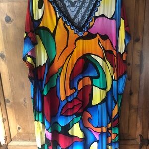 Colorful Abstract V-Neck Kaftan